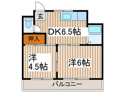 Fメゾン妙音通(2DK/2階)の間取り写真