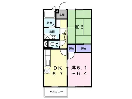 サニーハイツ楠 C(2DK/1階)の間取り写真