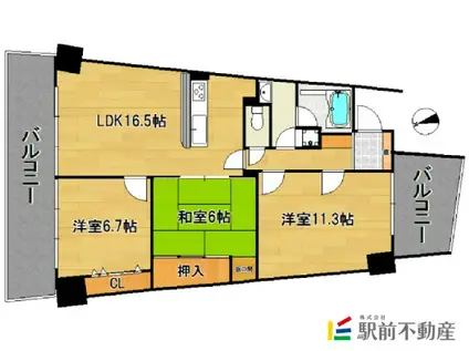 アイランドシティ・インフィニガーデン イ(3LDK/14階)の間取り写真