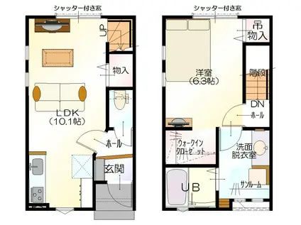 D-BOX野町(1LDK/1階)の間取り写真