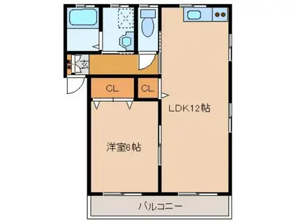 CUBE(1LDK/2階)の間取り写真