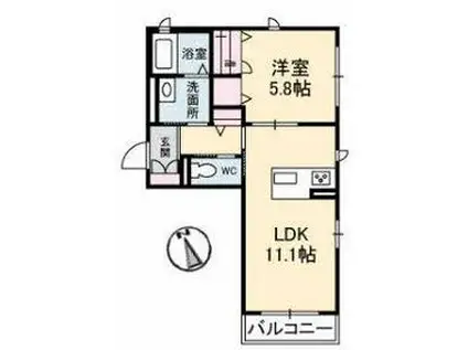 ラフィーネコート(1LDK/2階)の間取り写真