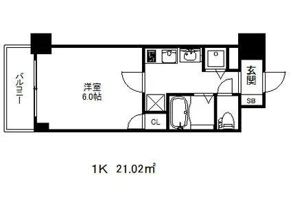 プレサンス三ノ宮駅前プライムタイム(1K/8階)の間取り写真