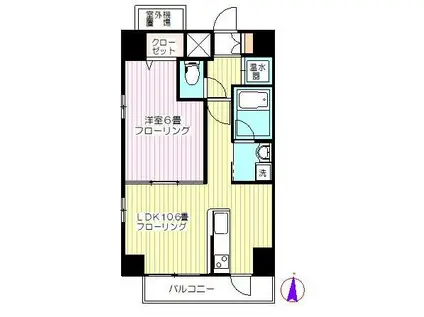 レゾナンス中野(1LDK/4階)の間取り写真