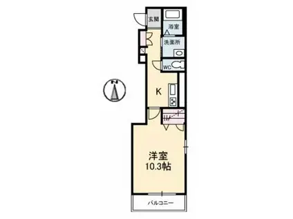 シャーメゾン・まゆIII(1K/2階)の間取り写真