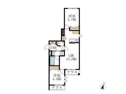 トライアド大崎(2LDK/1階)の間取り写真