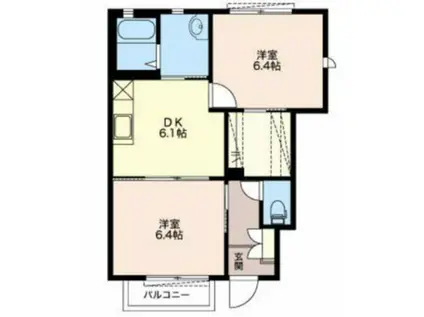 ストロベリーフィールズ(2DK/1階)の間取り写真