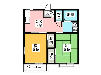 サニーライト(2DK/2階)の間取り写真