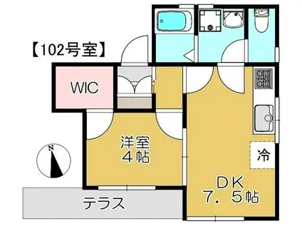 仮ISLE NAKANOBU(1DK/1階)の間取り写真