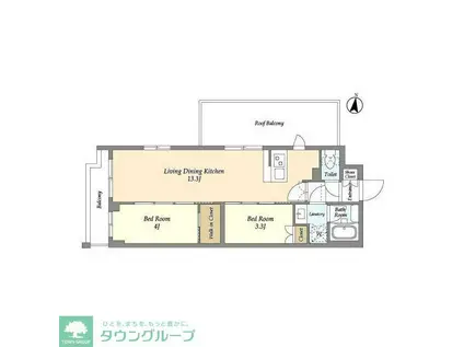 アジールコート練馬中村橋(2LDK/4階)の間取り写真