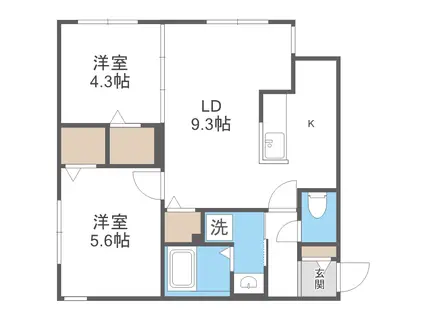 ALIVIS琴似 アリヴィスコトニ(2LDK/4階)の間取り写真