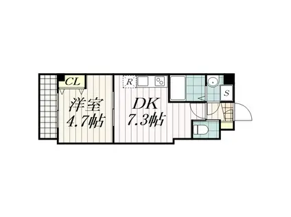 カイテキースⅤ(1DK/5階)の間取り写真