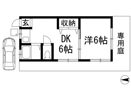 加茂の荘(1DK/1階)の間取り写真
