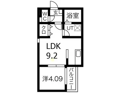 CALM烏森(1LDK/1階)の間取り写真