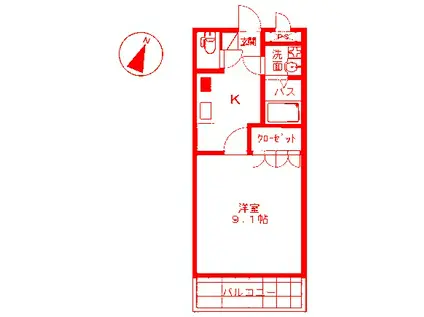 ベルローズ(1K/3階)の間取り写真