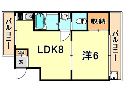喜多ハイツ(1LDK/3階)の間取り写真