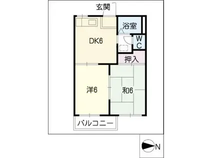 シャルムしらとり(2DK/2階)の間取り写真