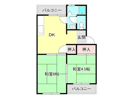 第2冨増ハイツ(2DK/2階)の間取り写真