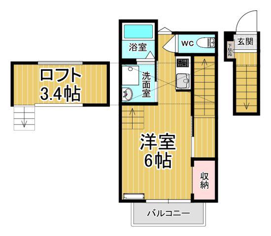 RIVERAINIII(ワンルーム/2階)の間取り写真