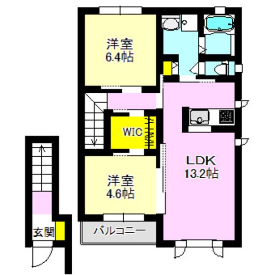 モデラードI(2LDK/2階)の間取り写真