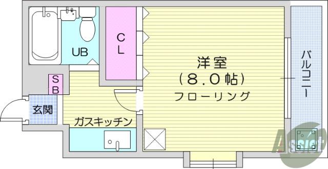 イーグルハイツ宮千代(1K/5階)の間取り写真