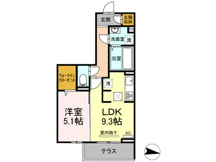 ソンシル新山口(1LDK/1階)の間取り写真