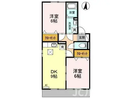 パークハウスU(2DK/1階)の間取り写真