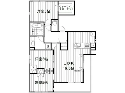 東中野一丁目計画(3LDK/3階)の間取り写真