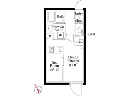 PASEO神宮前II(1DK/1階)の間取り写真