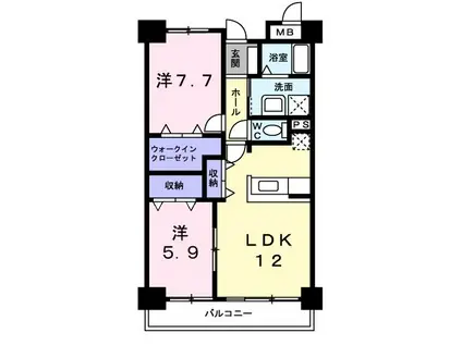 小牧ガーデンスクエア(2LDK/4階)の間取り写真