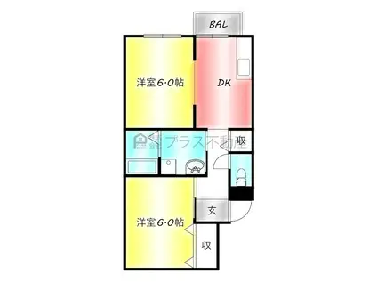 ヴィーヴル本城(2DK/2階)の間取り写真