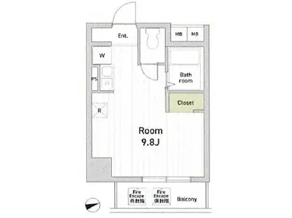 S/MORE GINZA イースト エスモア銀座イースト(ワンルーム/1階)の間取り写真