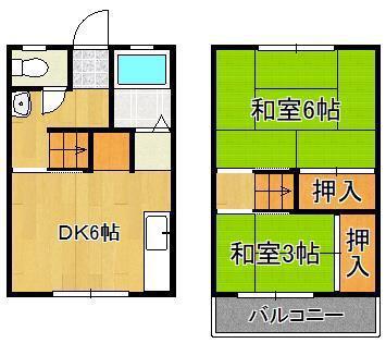 オアシス景勝苑 B(2DK/1階)の間取り写真