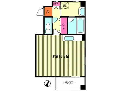 ローズハイム(1K/2階)の間取り写真