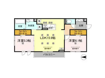 ドリーム大町(2LDK/3階)の間取り写真