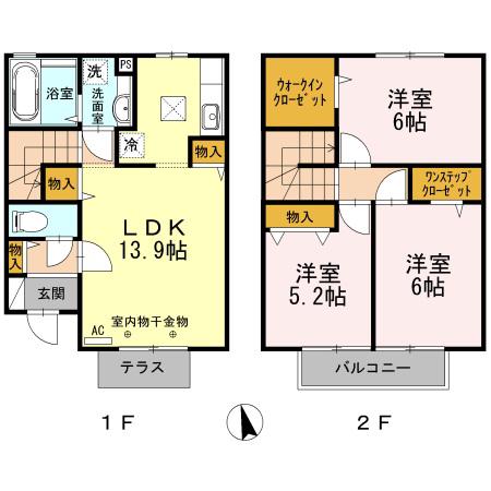 クレアトールK I(3LDK/1階)の間取り写真