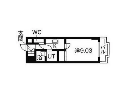 パレミレニアム(1K/1階)の間取り写真