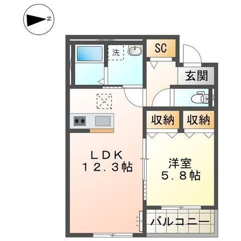 アウローラ本郷町(1LDK/1階)の間取り写真