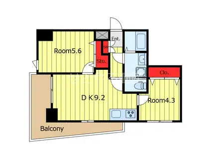 エールハイツ町屋(2DK/6階)の間取り写真