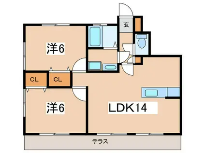 ソラーレ・コルティーレB(2LDK/1階)の間取り写真