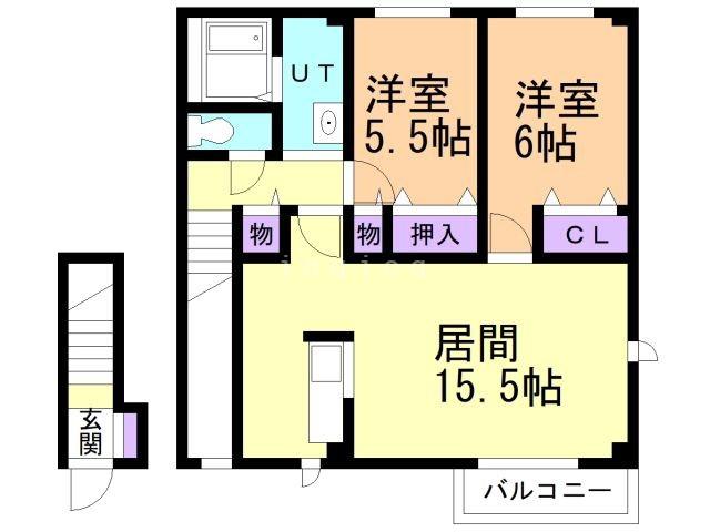 パルクサンショウ(2LDK/2階)の間取り写真