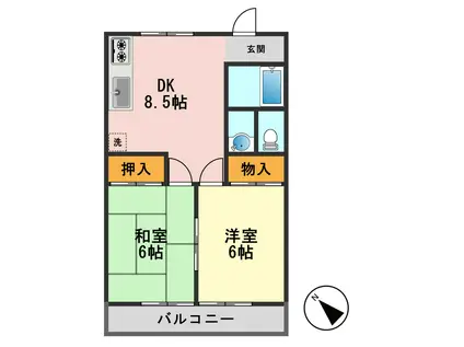 サンコーポラス(2DK/1階)の間取り写真