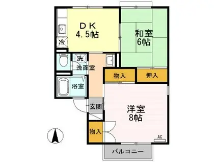 セジュール沢村C(2DK/1階)の間取り写真