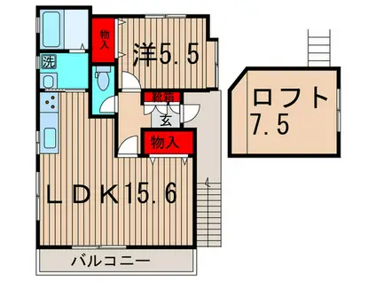 ピアステージ東大泉(1LDK/2階)の間取り写真