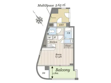 ベルア三宿(1K/7階)の間取り写真