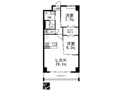 オルソパール伝馬 本館(2LDK/12階)の間取り写真