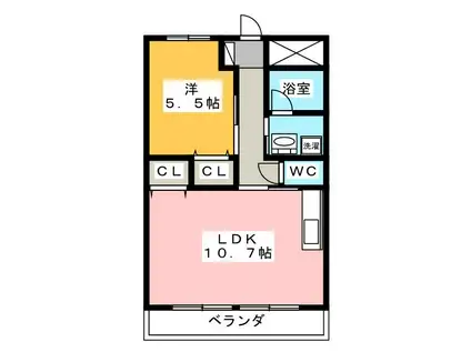 サンハイムアサヒ(1LDK/1階)の間取り写真