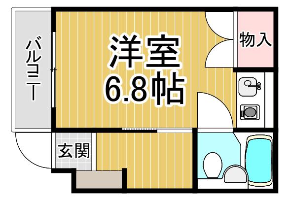シャンブルド甲東園(ワンルーム/1階)の間取り写真