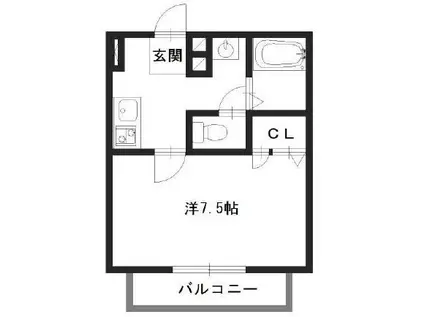 ルシエール上大野(1K/2階)の間取り写真