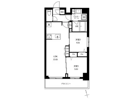アーバンパーク船堀II(2LDK/1階)の間取り写真